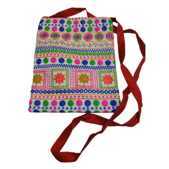 New Embroidered Ethnic Handmade Indian Kutchi Cross Body Bag Colorful - Picture 1 of 6